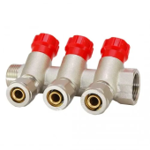 Коллектор 3 выхода с клапаном и герпексом 2-х ходовой - 3/4"*16мм