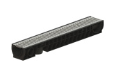 Лоток водоотводный POLYMAX BASIC DN100 H120 с решеткой стальной оцинкованной A15 (1000x160x120)