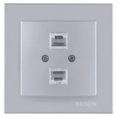 Розетка  двойная  RJ45 Silver ALEGRA NILSON 
