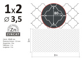 Декоративная сетка оцинкованная 80x80 мм D-3,5 мм, карта - 1 x 2 м