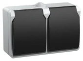 Розетка 2-местная  РСб22-3-ФСр с заземлением с крышкой  ФОРС IP54 IEK