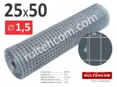 Сетка сварная оцинкованная в рулоне ячейка 25х50мм Ø1,5мм Ширина - 1м; Rultehcom