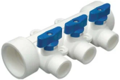 Коллектор с шаровым краном синий PPR 32x20/3 RTP