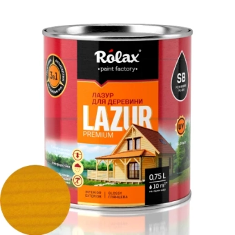 Лазурь Алкидная для дерева, Желтый, LAZUR Rolax 0.75л