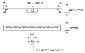 Трап душевой прямоугольный LINE FLH40-A2 C06 600