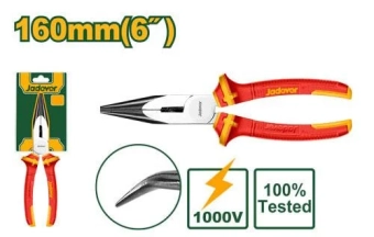 Длинногубцы с диэлектрическими ручками, загнутые, 160мм 1000V; Jadever