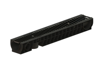 Лоток водоотводный POLYMAX BASIC DN100 H120 с решеткой чугунной С250 (1000x160x120)