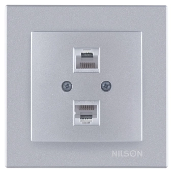 Розетка  двойная  RJ45 Silver ALEGRA NILSON 