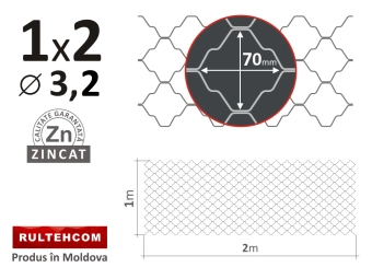 Декоративная сетка, ОЦ; d.3.2, H-1.00m, L-2.00m 70*70мм