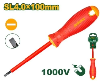 Отвертка изолированная для электротехнических работ 1000V Плоская (-) SL4.0; 100мм; Jadever
