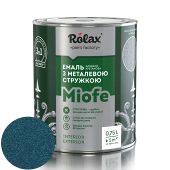 Эмаль Алкидно-уретановая с металлической стружкой MIOFE, Голубой, ROLAX 0.75L