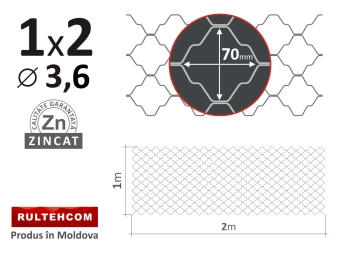 Декоративная сетка, ОЦ; d.3.6 H-1.00m, L-2.00m 70*70мм