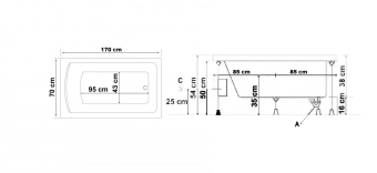 Прямоугольные ванные Milas 70*170см SG Stelle Banyo Турция