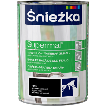 Масляно-фталевая эмаль SNIEZKA Supermal 0,8л, черная матовая 